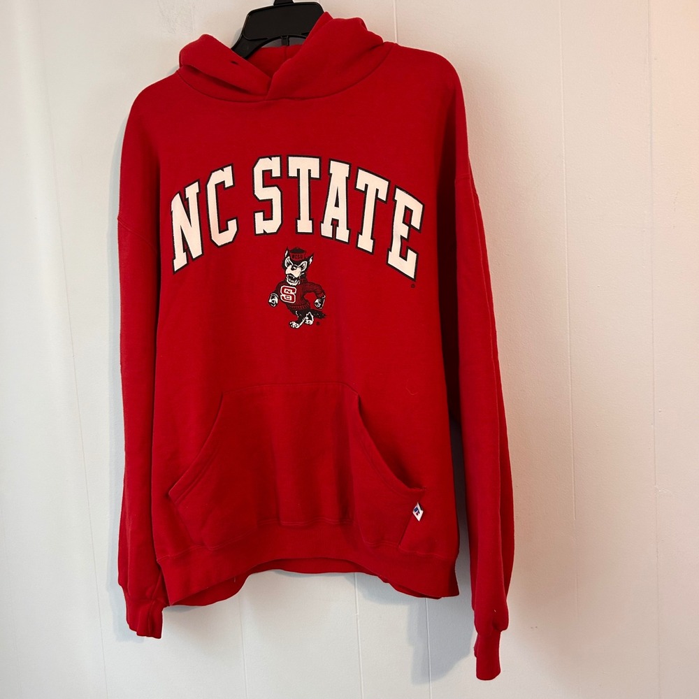 Russell Athletic NC State Wolfpack Hoodie Red Tuffy Mascot Mens Large Vintage
